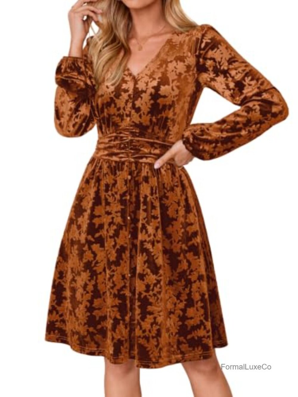 Simplee Velvet Long Sleeve Mini Dress Cocktail Party Winter